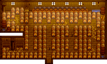 One possible Deluxe Barn layout with 136 kegs