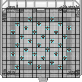 33 Sprinklers. 24 crop spaces are occupied by sprinklers (20%), leaving room for 96 plants.